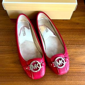Red leather MK flats